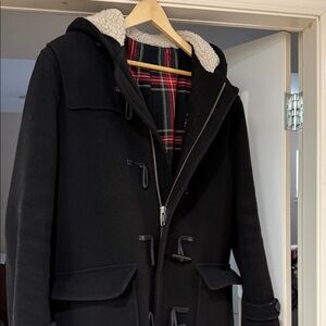 The Kooples Black Hooded Toggle Coat